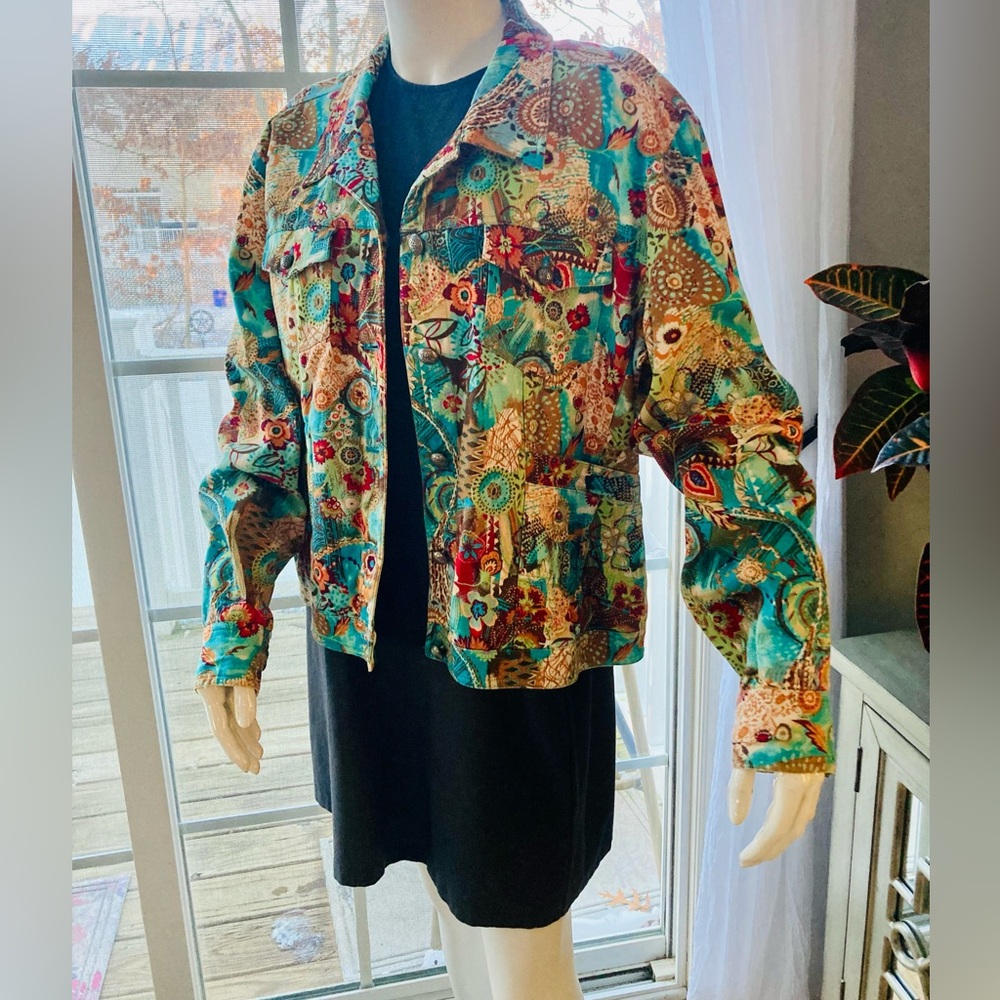 Christopher & Banks Paisley Print Floral Coachella Jacket Woman SZ Large Hippie